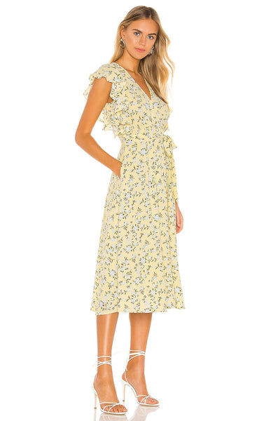 1.State Honeysuckle Flounce Sleeve Wrap Dress, Size 8