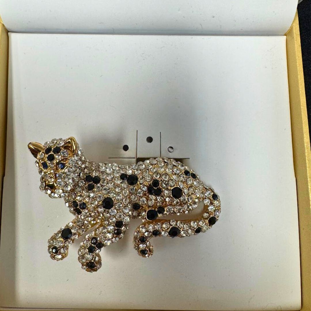 Charter Club Gold-Tone Crystal leopard Pin