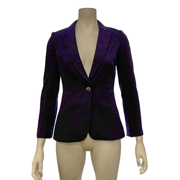 Tahari ASL Flare-Sleeved Crepe Blazer, Size 2/Eggplant