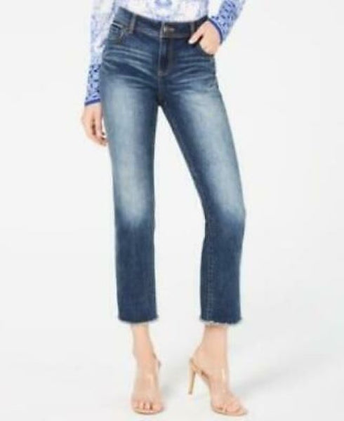 Inc Raw-Hem Straight-Leg Cropped Jeans