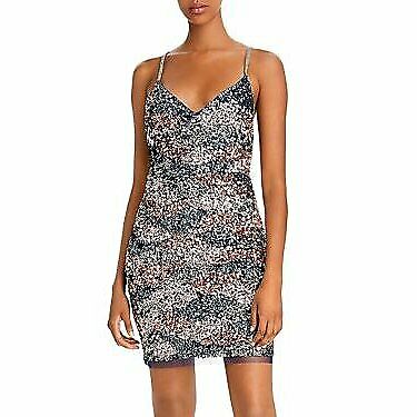 Aidan by Aidan Mattox Womens Scalloped Sequin Cocktail Dress