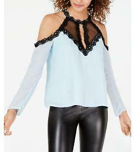 Xoxo Juniors Illusion Lace-Trim Cold-Shoulder Top