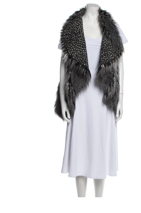 Alice + Olivia Chris Faux Fur Shawl Collar Vest Grey XS