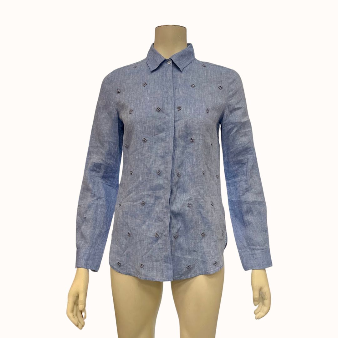 Weekend Max Mara Light Blue Linen Shirt, Size 6