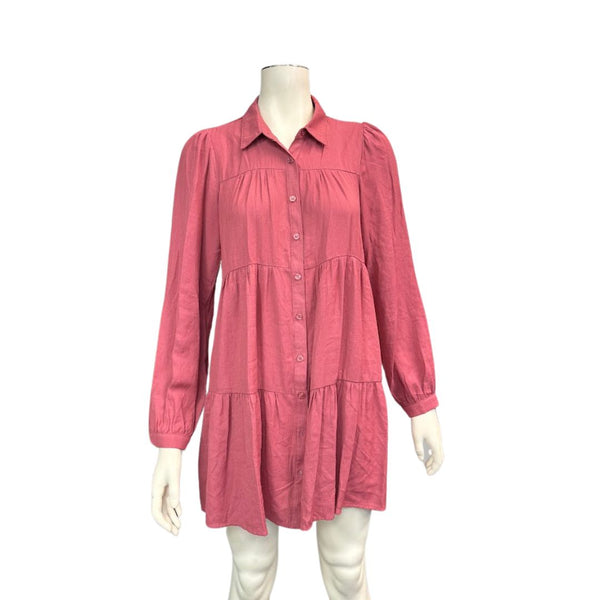 Mi Ami Fable Tiered Long Sleeve Mini Dress, Size Medium