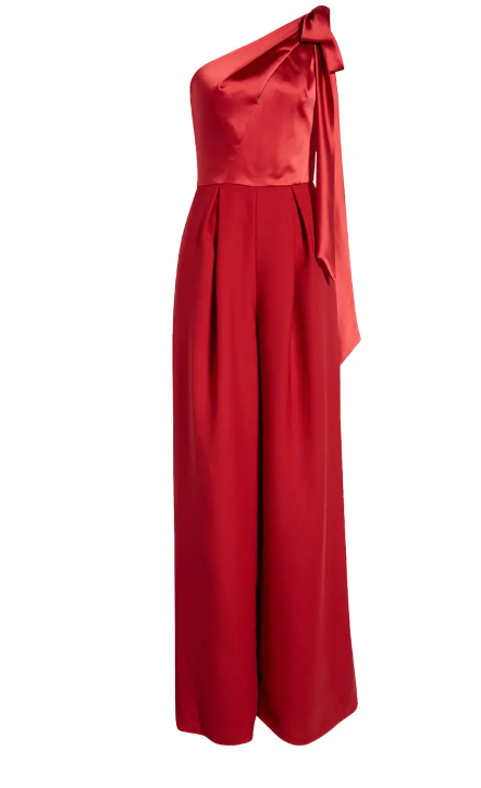 Amsale One Shoulder Jumpsuit, Size 10