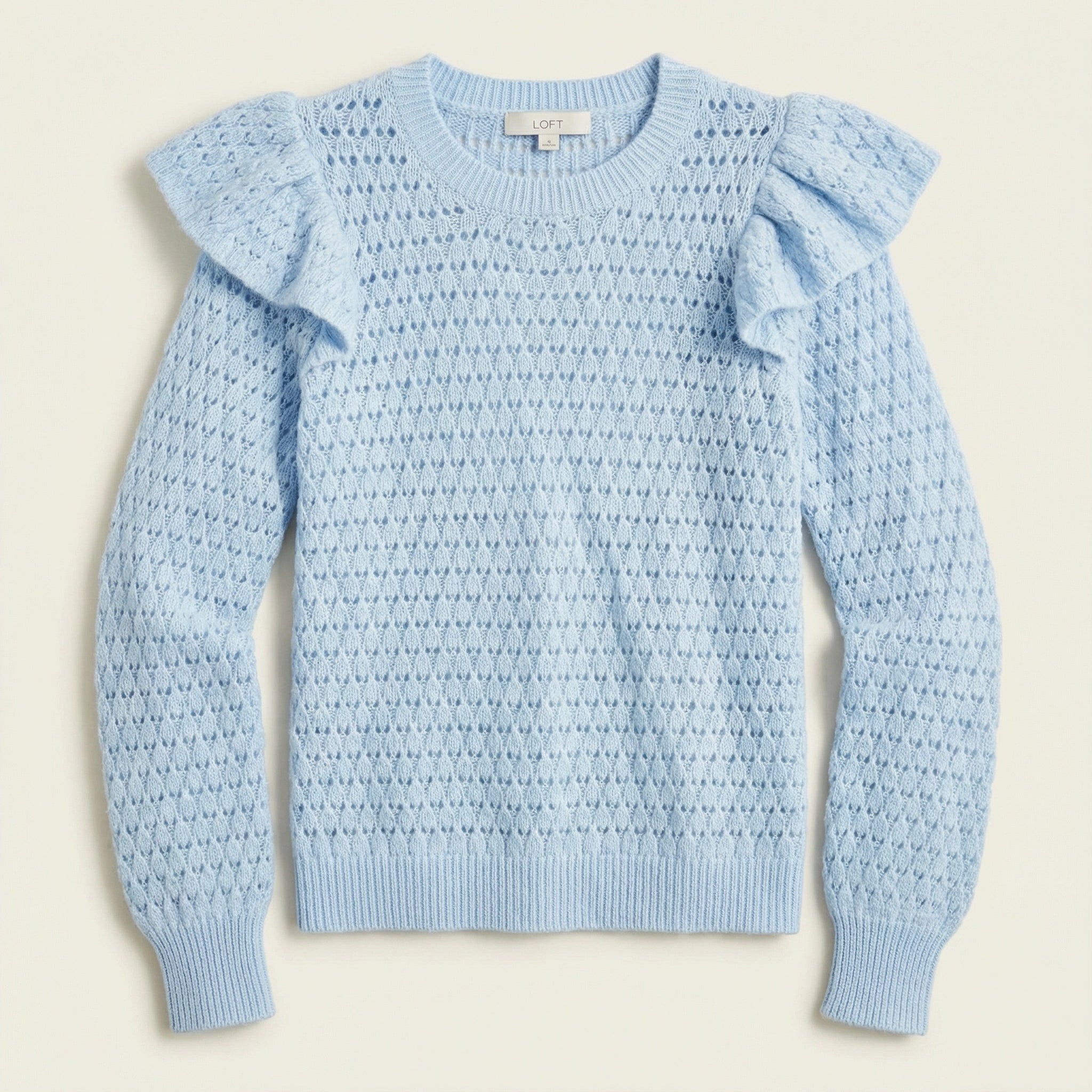 Ann Taylor LOFT Ruffle Sleeve Pointelle Sweater