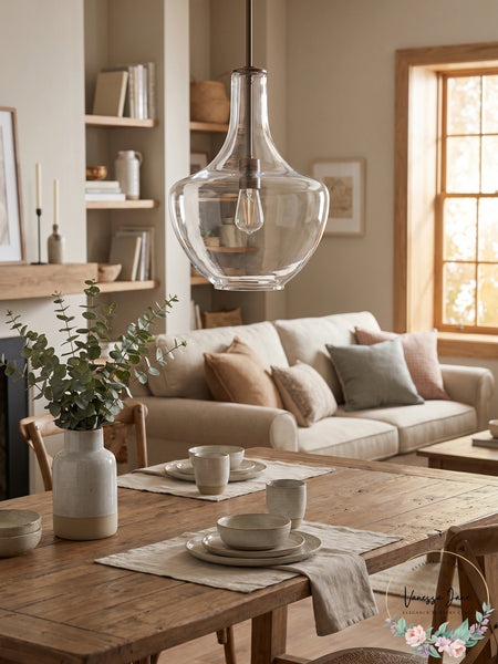 Kichler Everly 13.75in W Olde Bronze Clear Seedy Glass Pendant Light