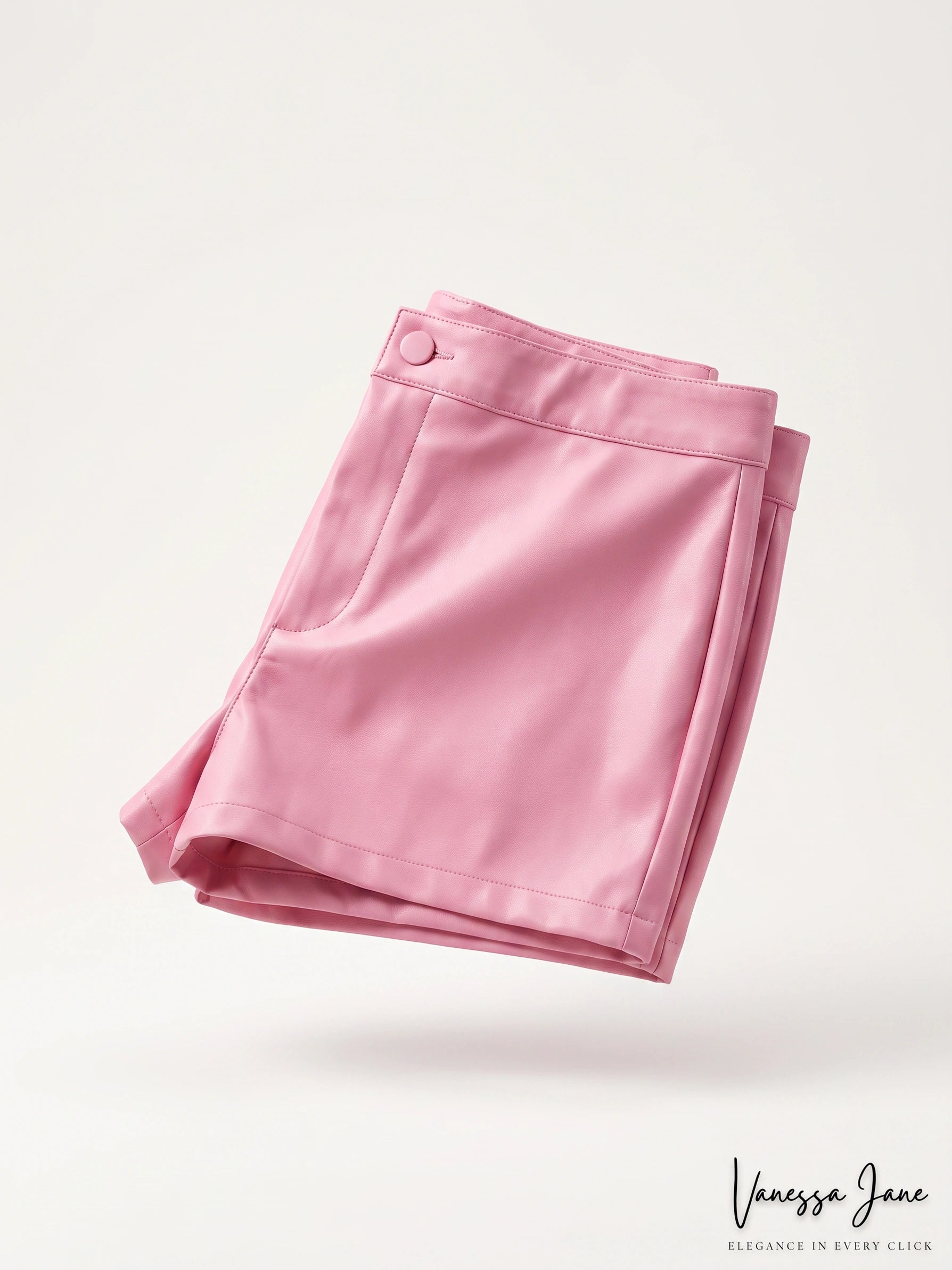 SHEIN PU Leather Skinny Pink Shorts,Small