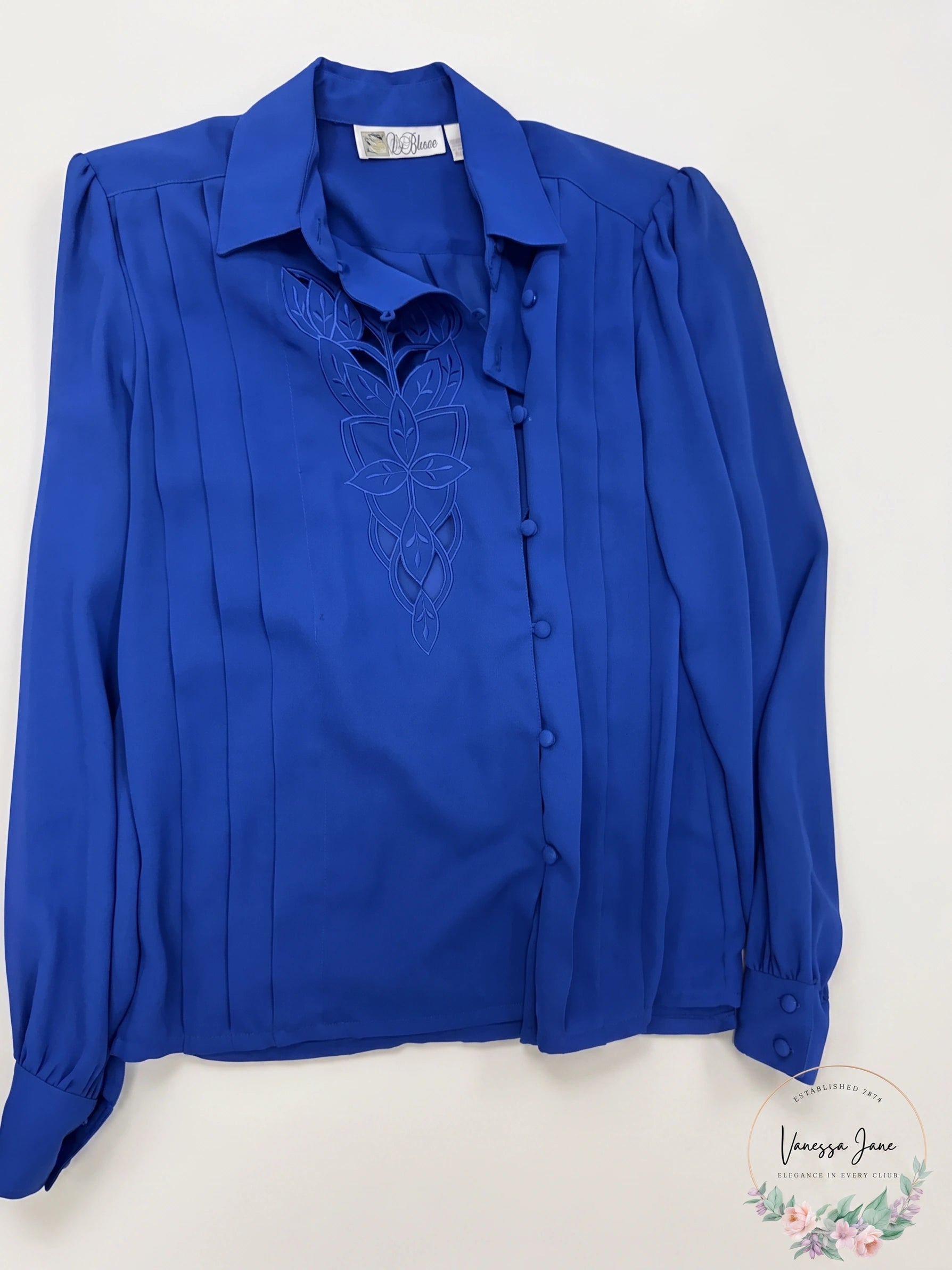 La Blouse Vintage Cobalt Blue Top, Size10