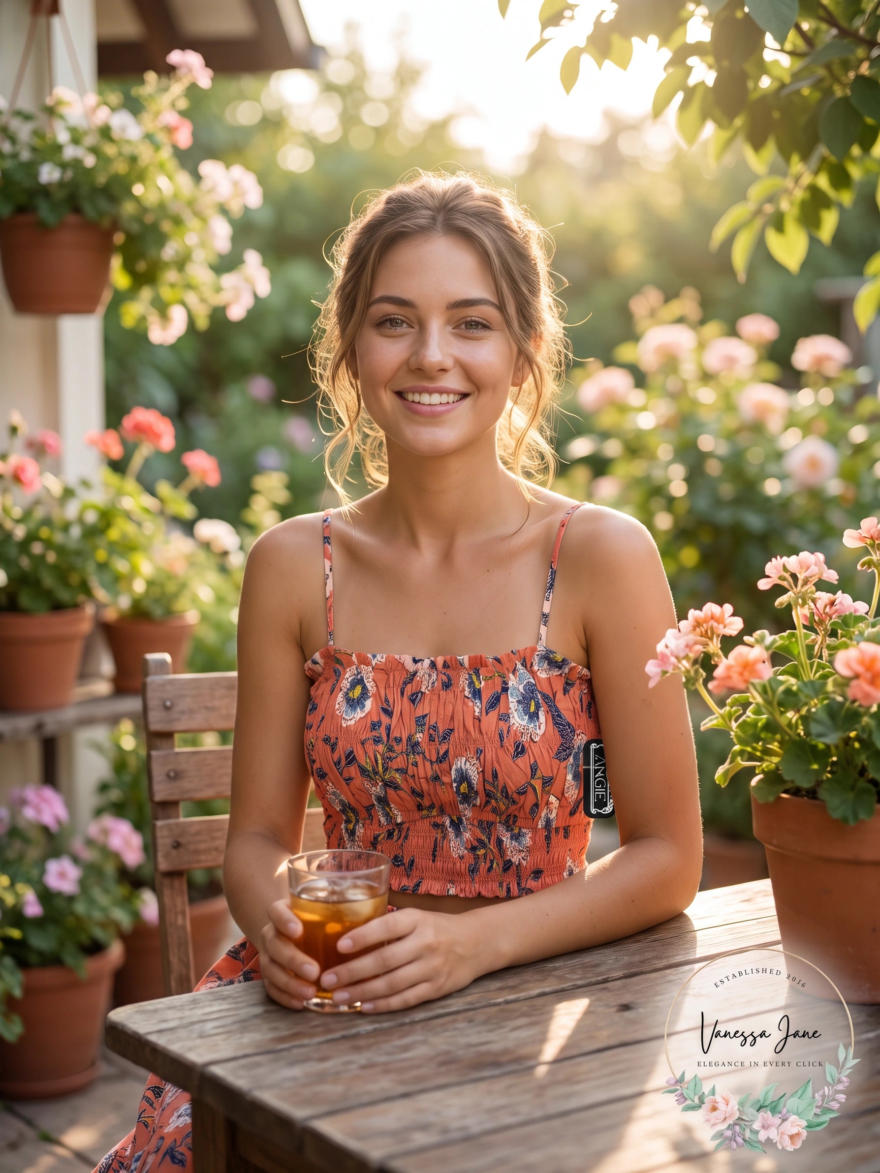 Angie Floral Smocked Crop Top