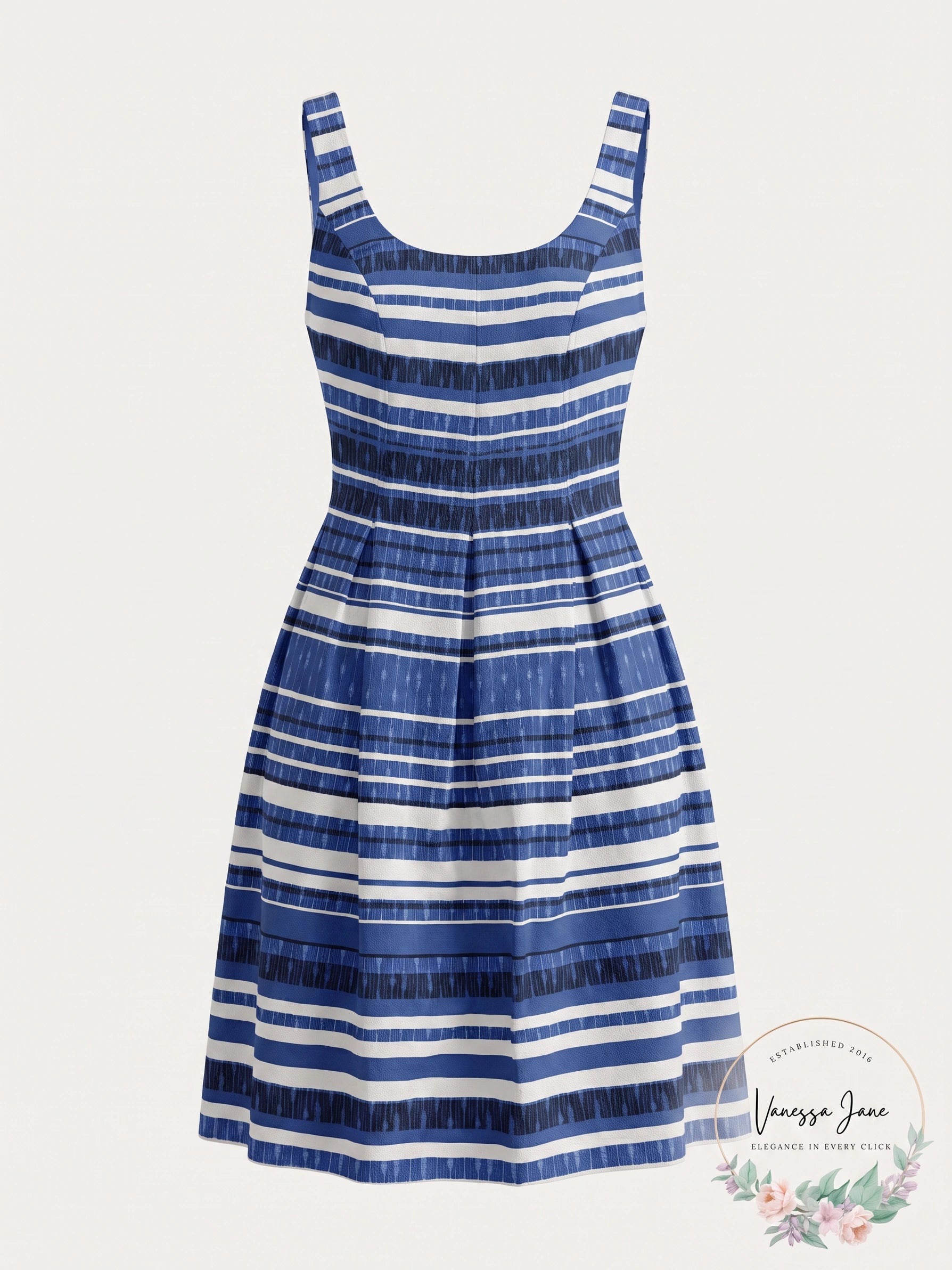 Nine West Blue and White Stripe Cotton Dress Size 10