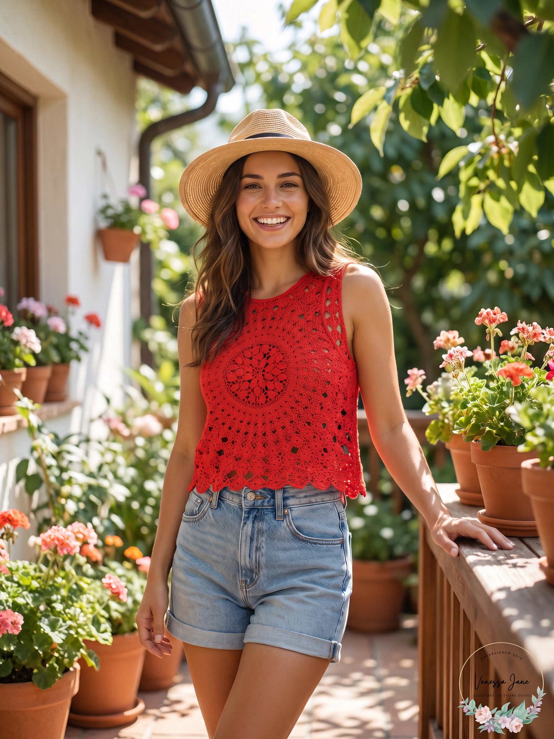 HM Crochet-look vest top, Size Medium