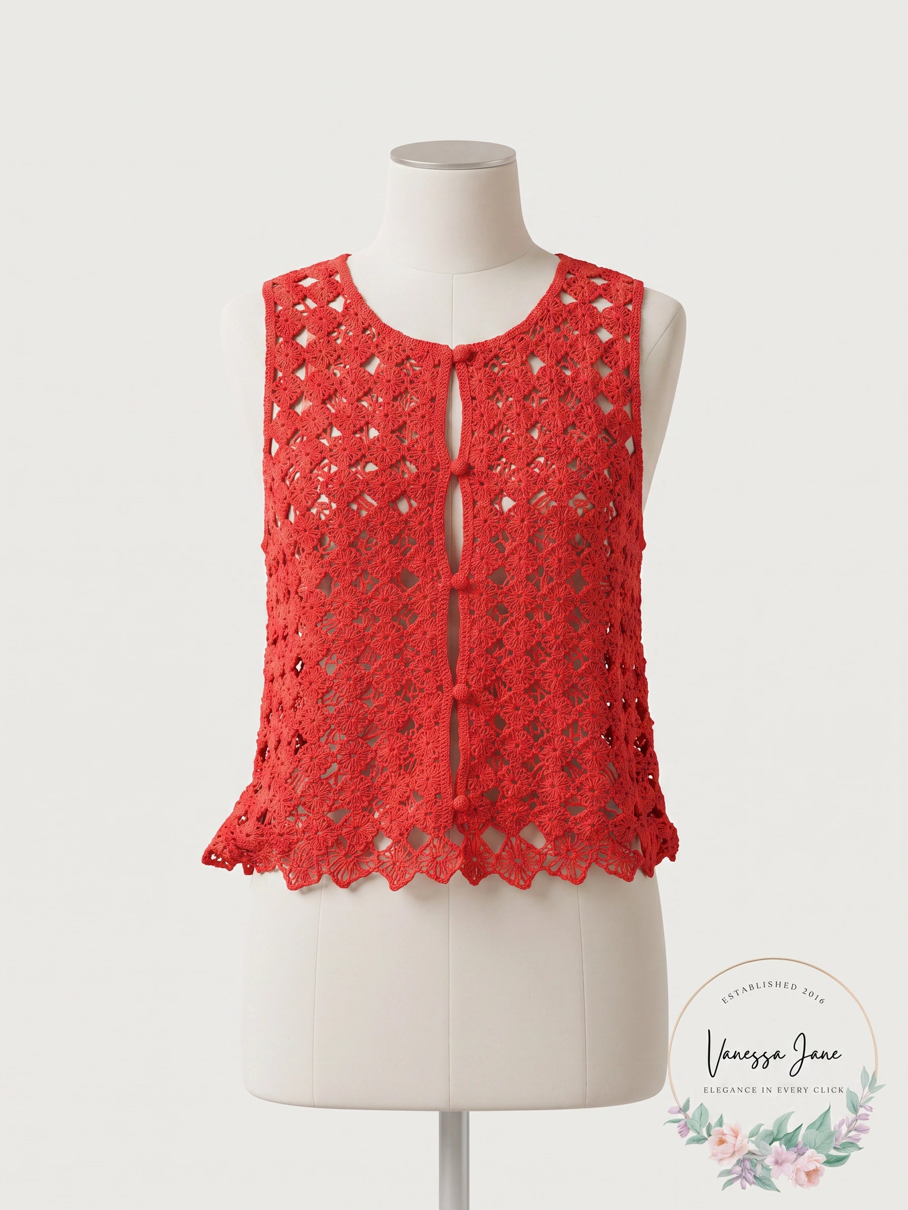 HM Crochet-look vest top, Size Medium