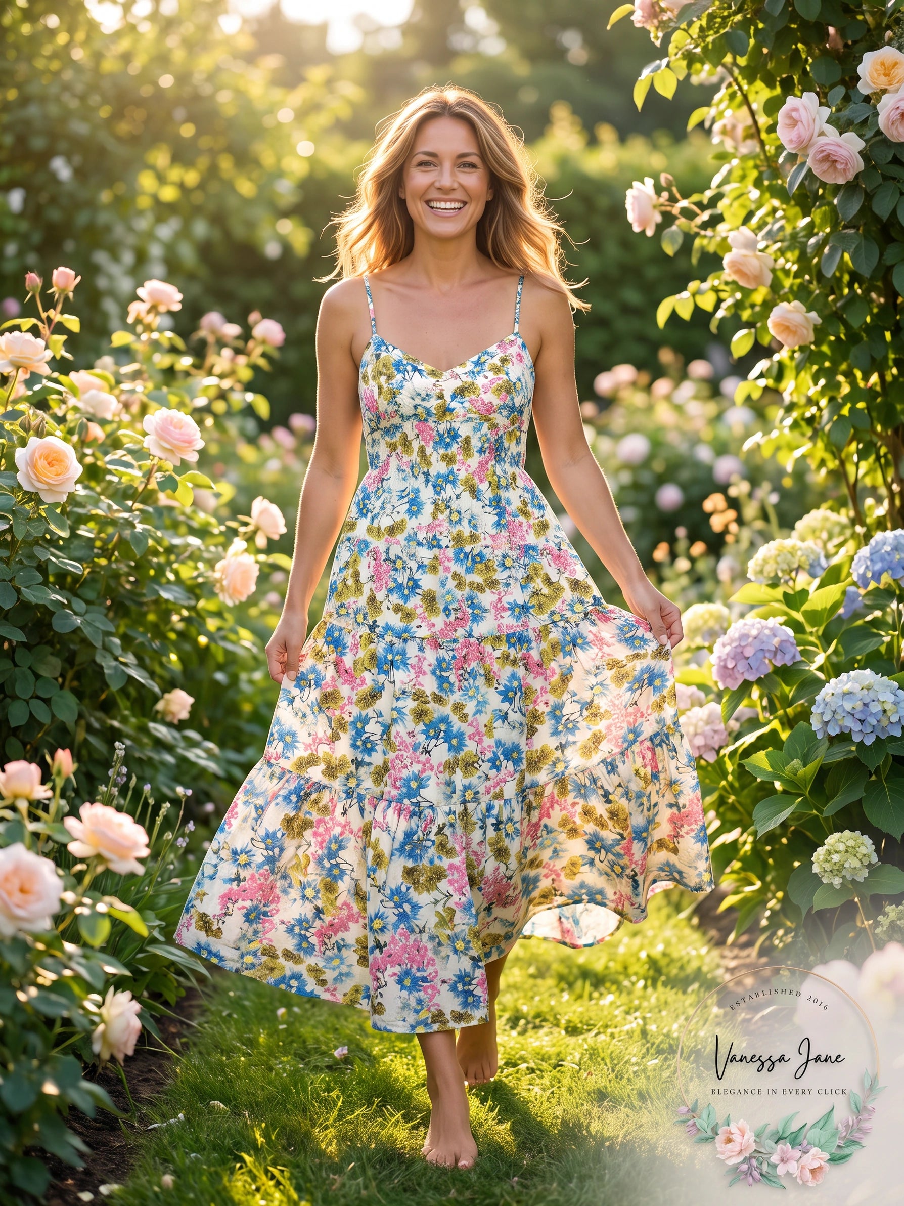 Joe Fresh Floral Tiered Maxi Dress, Size Small