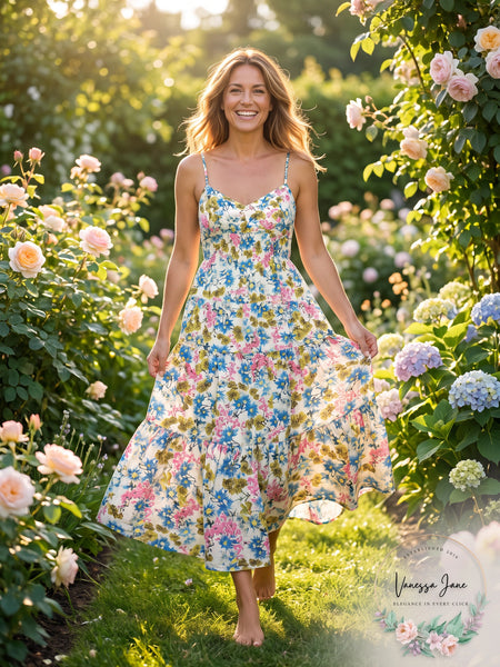Joe Fresh Floral Tiered Maxi Dress, Size Small