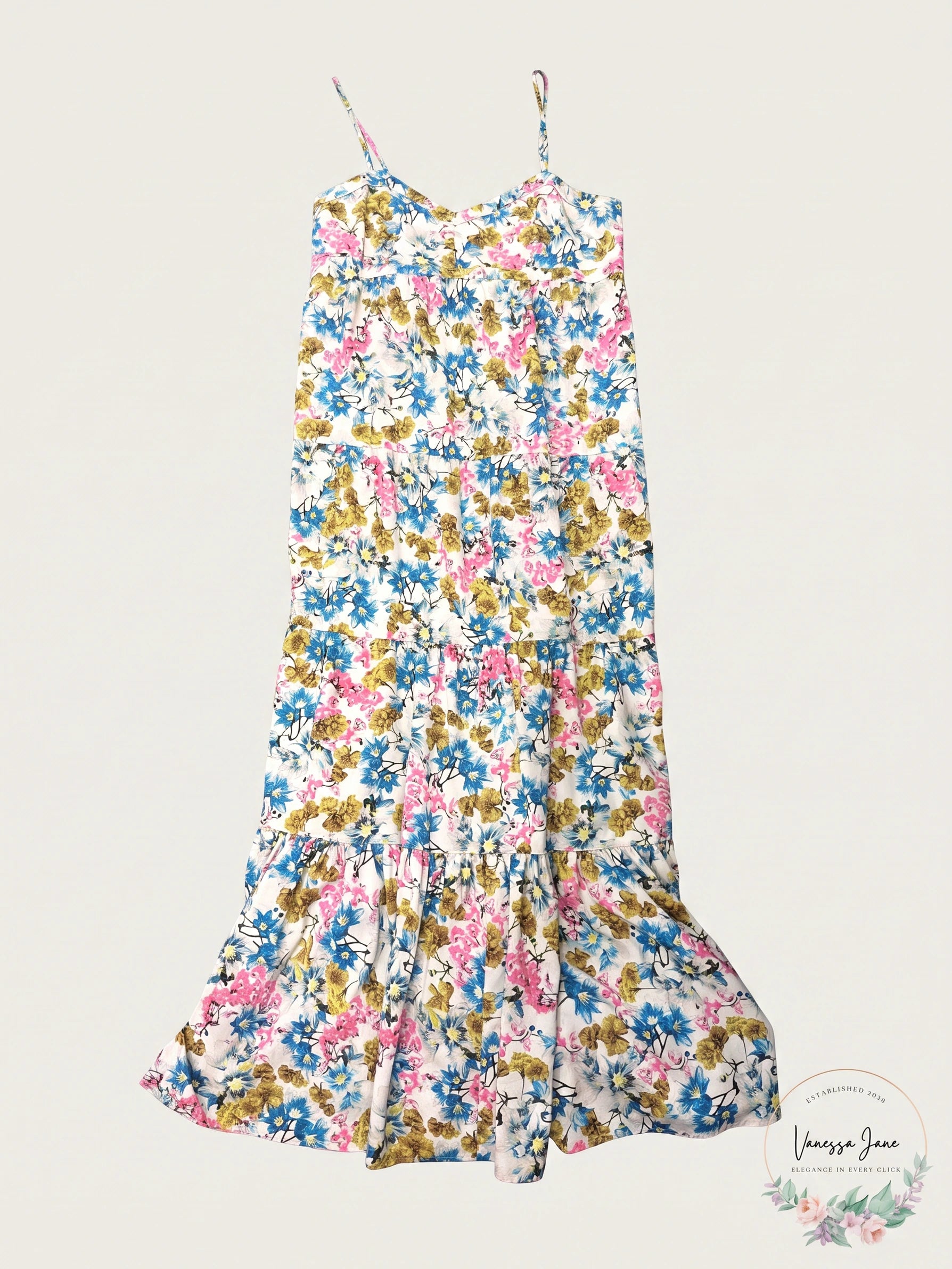 Joe Fresh Floral Tiered Maxi Dress, Size Small