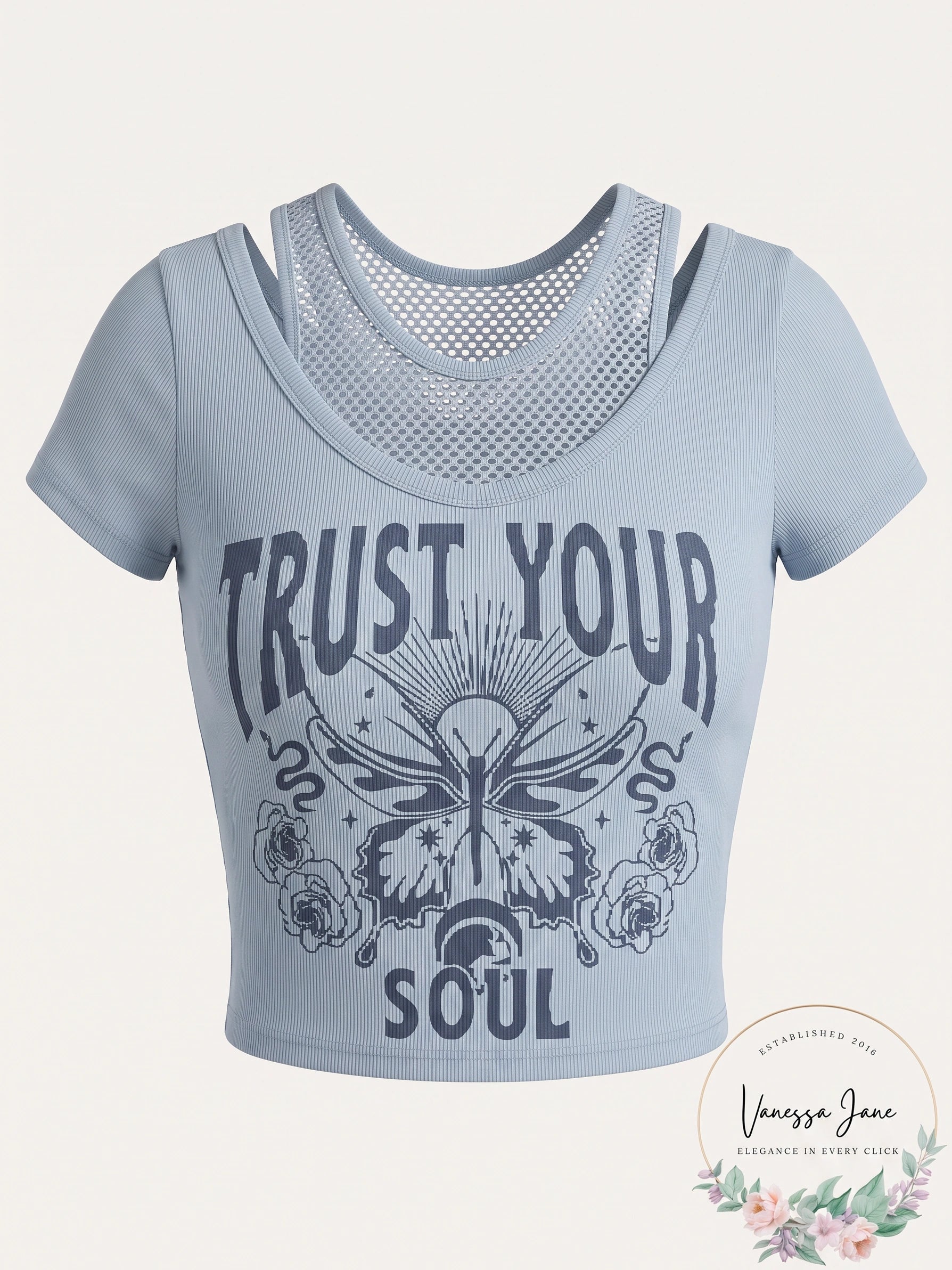 Almost Famous Seamless Faux Twofer Top, Size L/XL