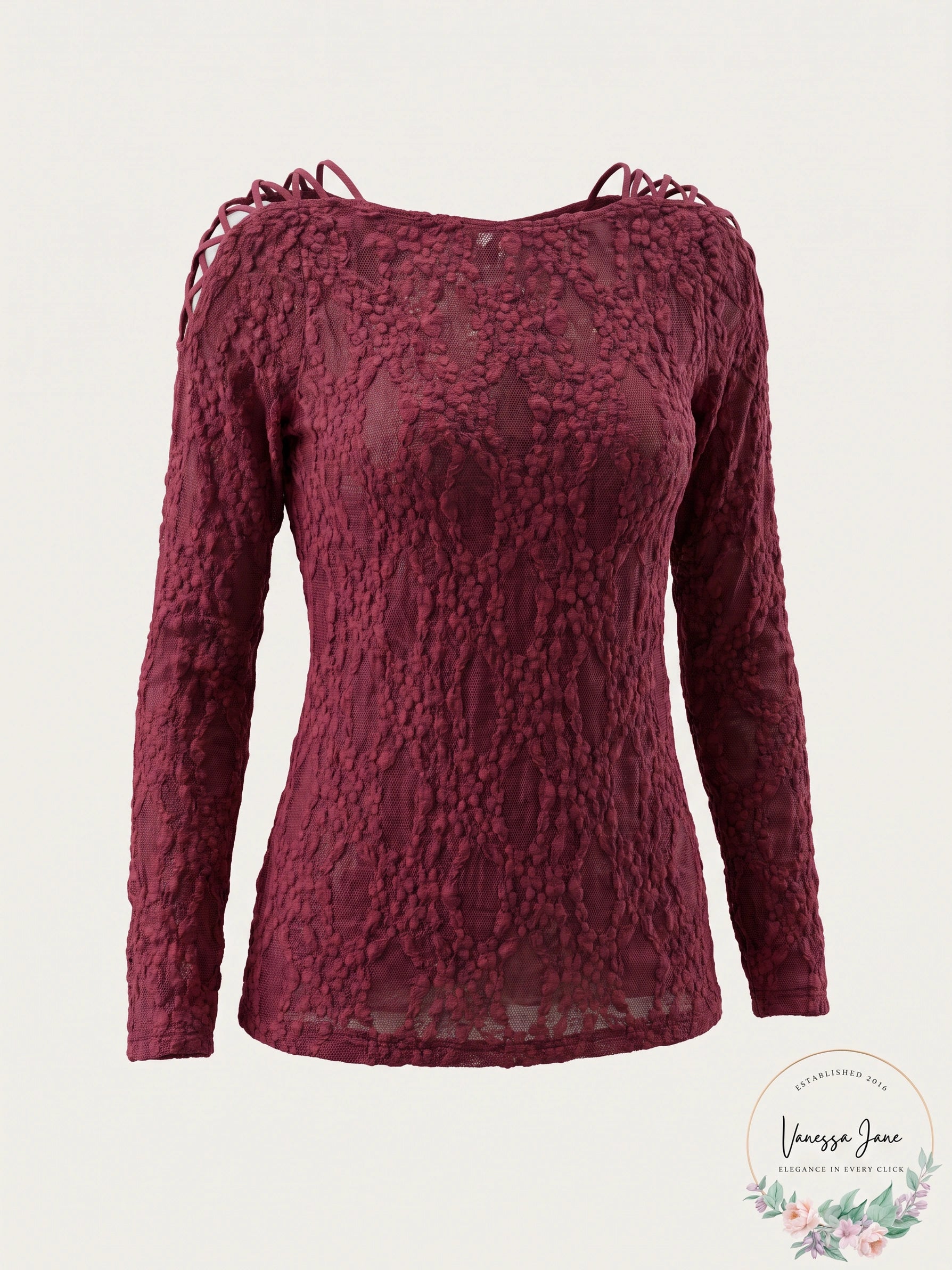 Free People Intimately Free Burgundy Lace Layering Top Size L