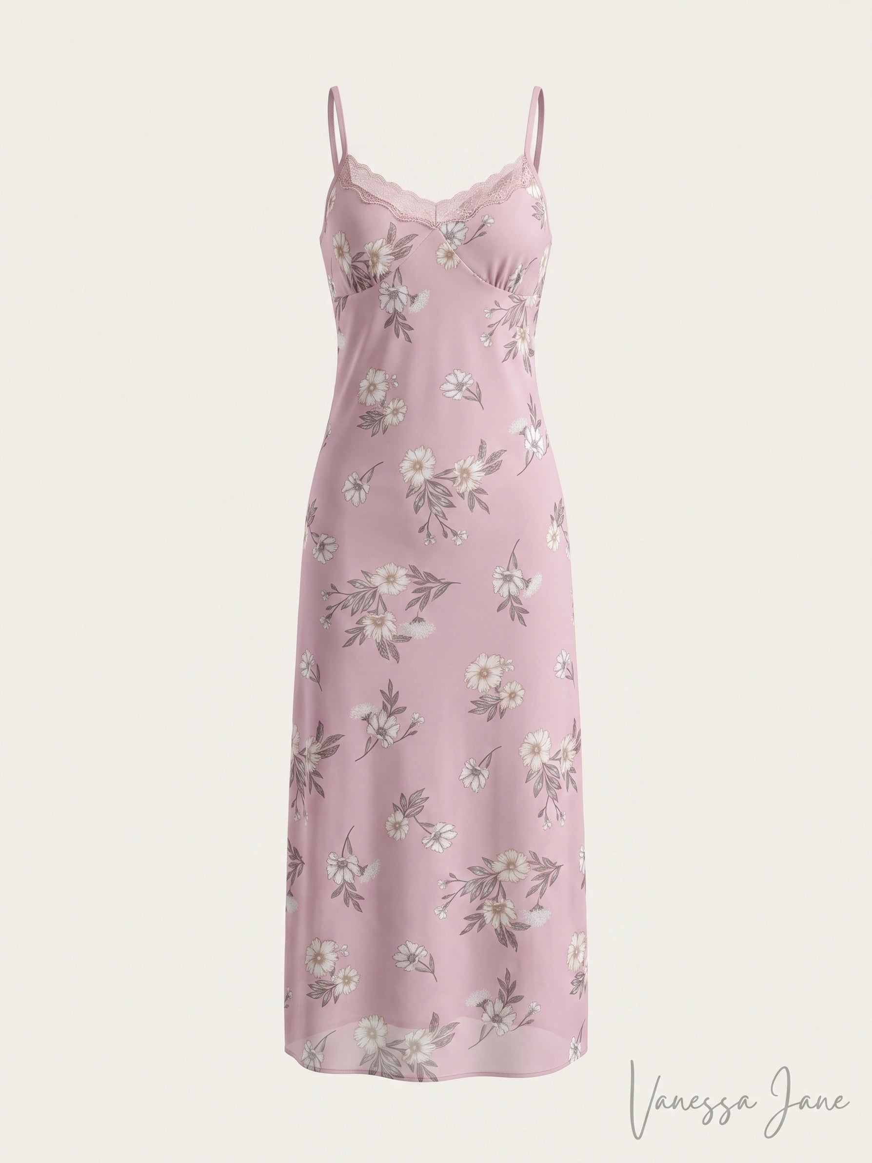 Honey and Sparkle Floral Print Slipdress, XL