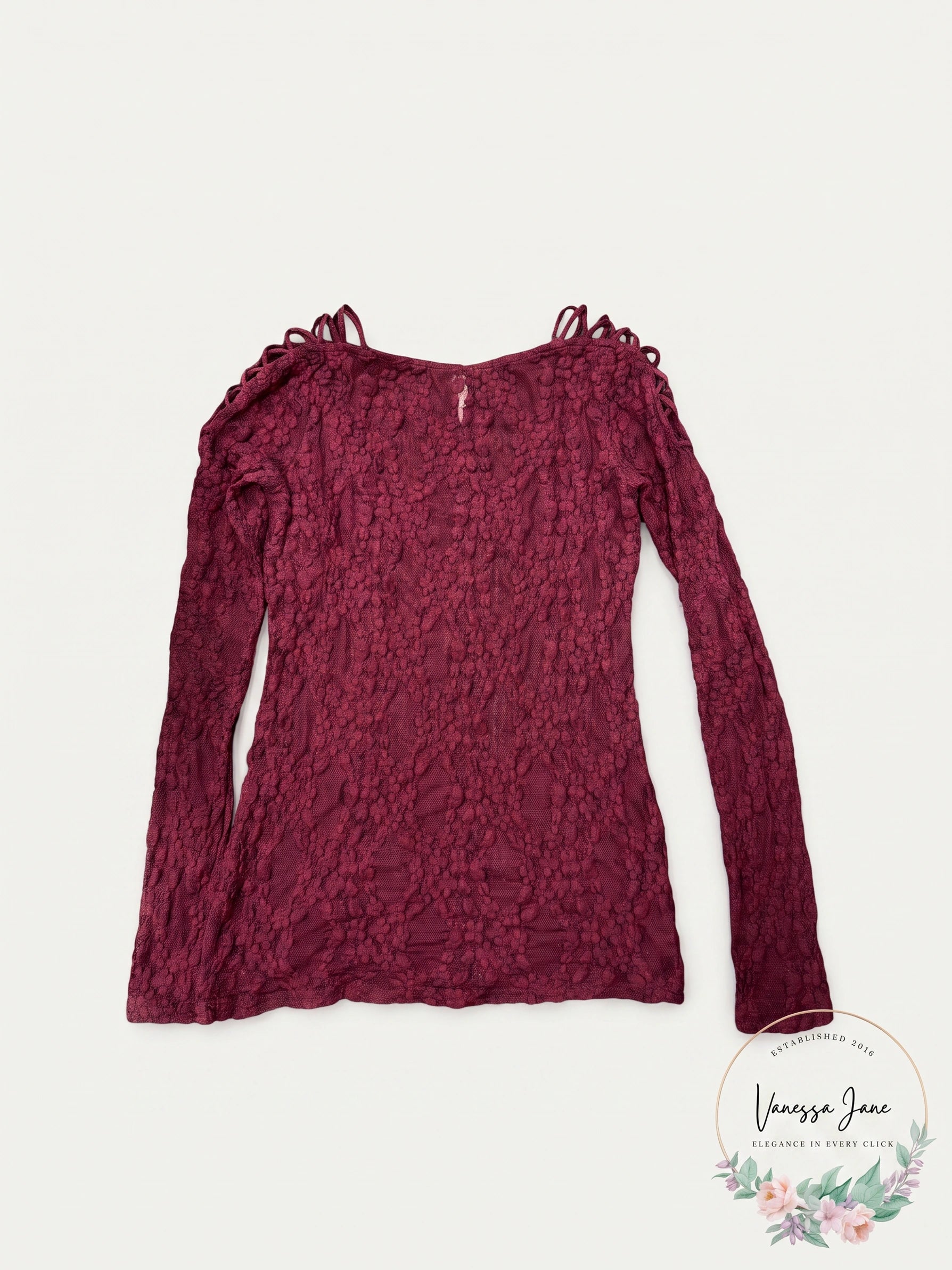 Free People Intimately Free Burgundy Lace Layering Top Size L