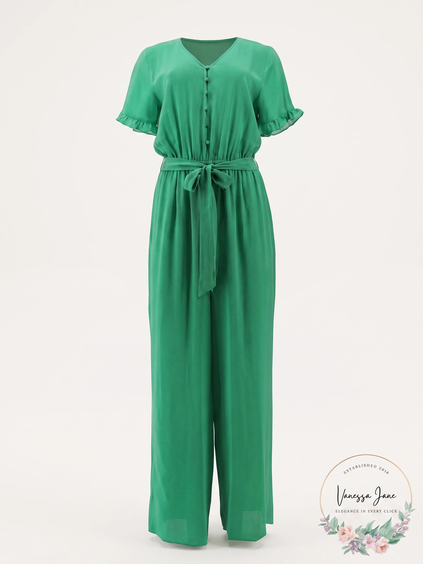 CeCe Ruffle Slv Belted Jumpsuit, Size 12