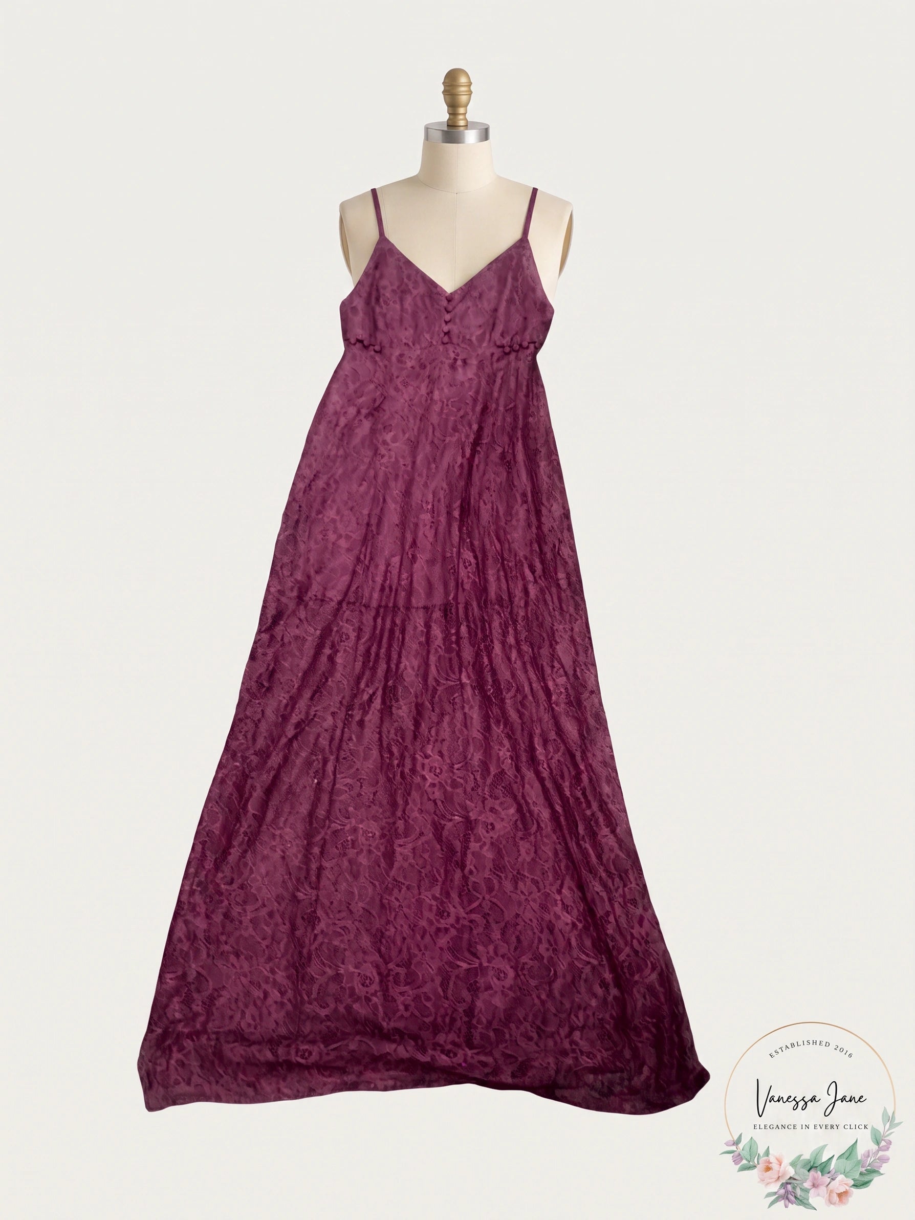 Forever 21Gorgeous Plum Purple Lace Maxi Dress, Size Small
