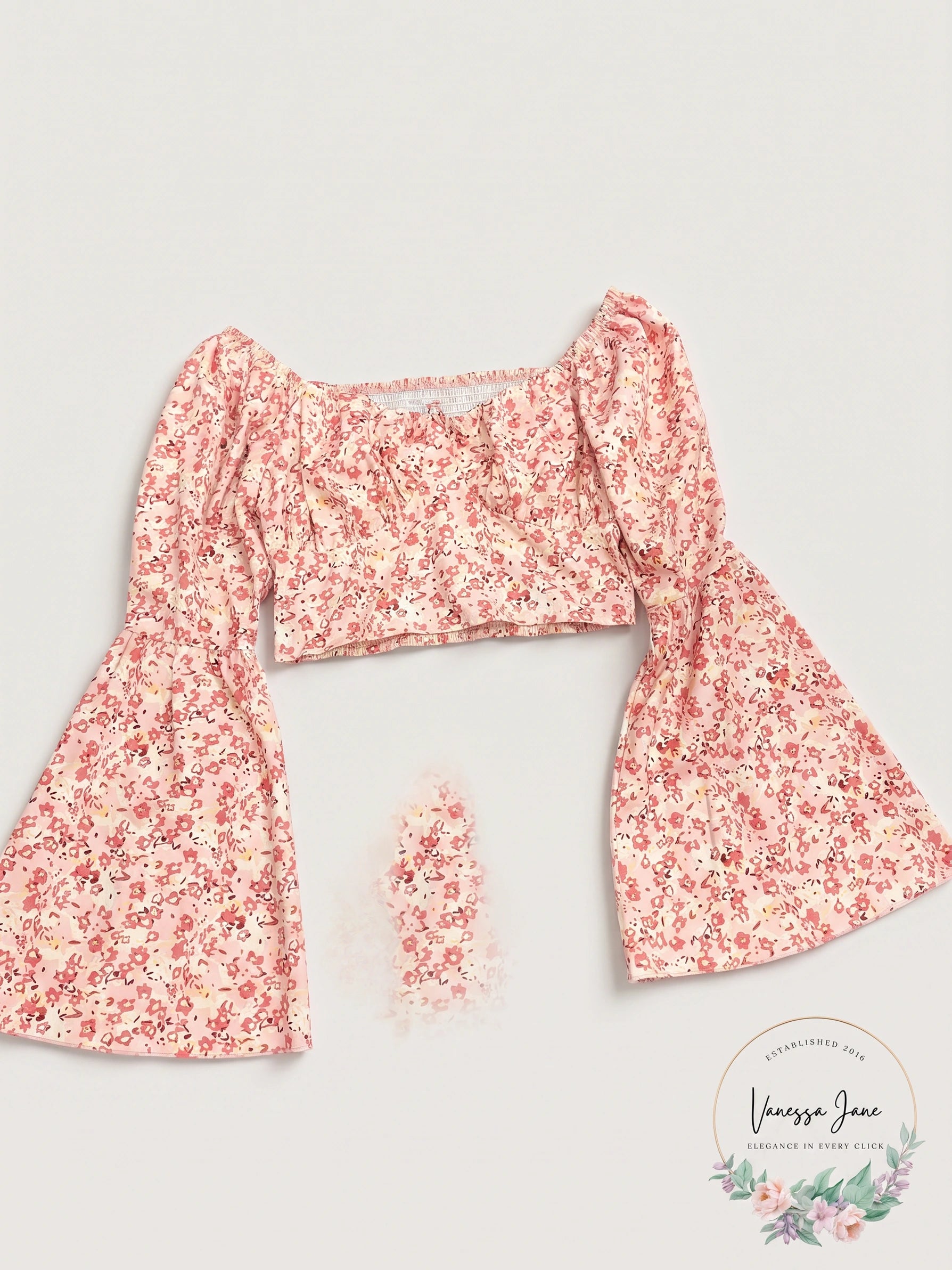 SHEIN Women’s Pink Ditsy Floral Print Crop Top, Size Large