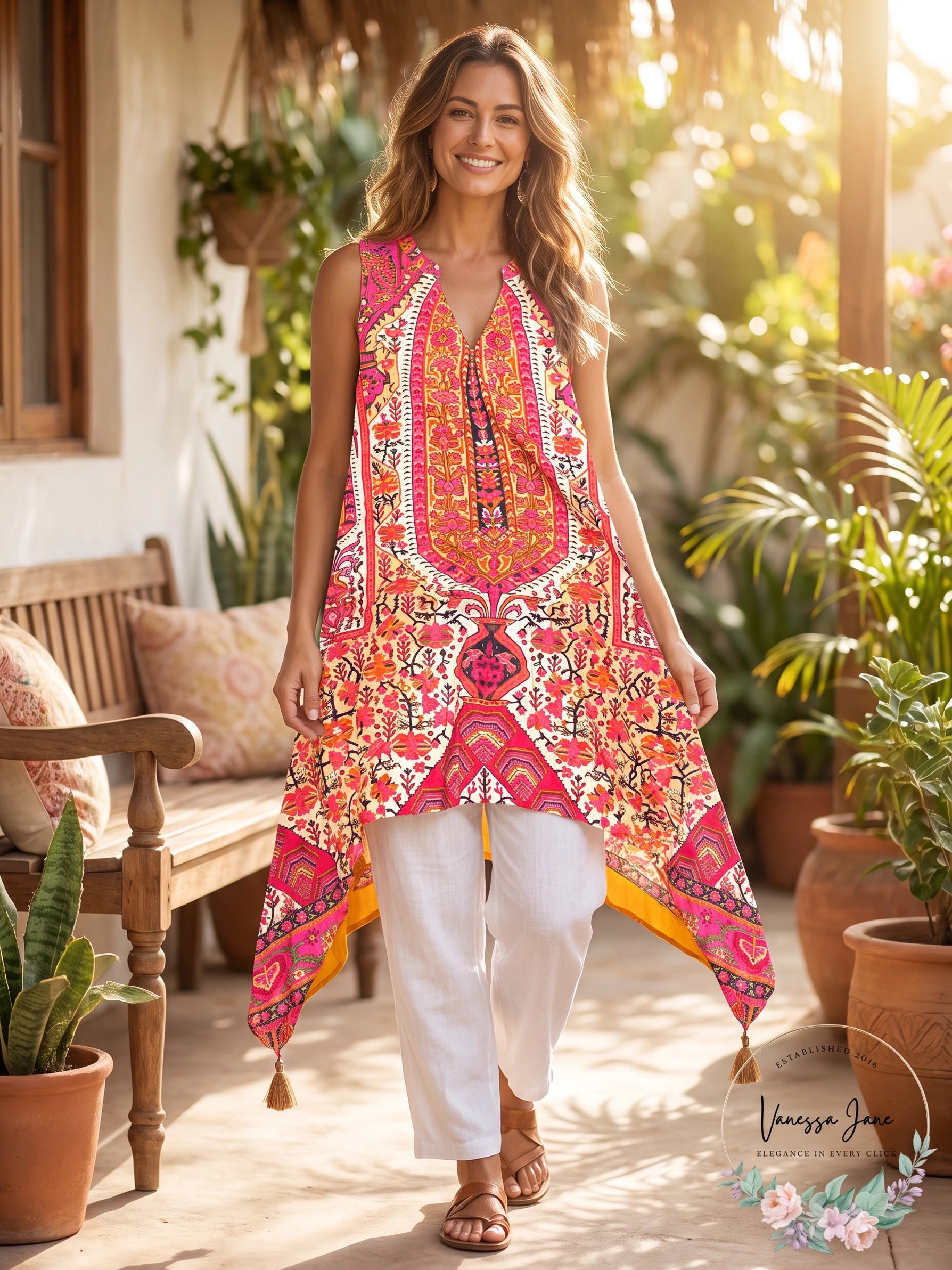 Khaadi Geometric And Floral Print Tunic, Size 6