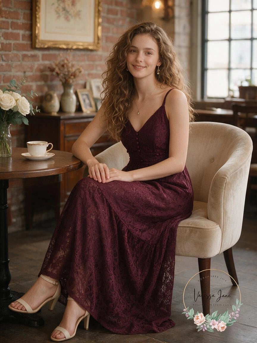 Forever 21Gorgeous Plum Purple Lace Maxi Dress, Size Small