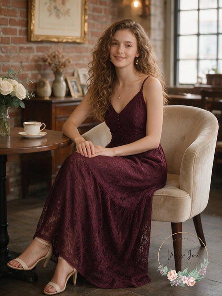 Forever 21Gorgeous Plum Purple Lace Maxi Dress, Size Small