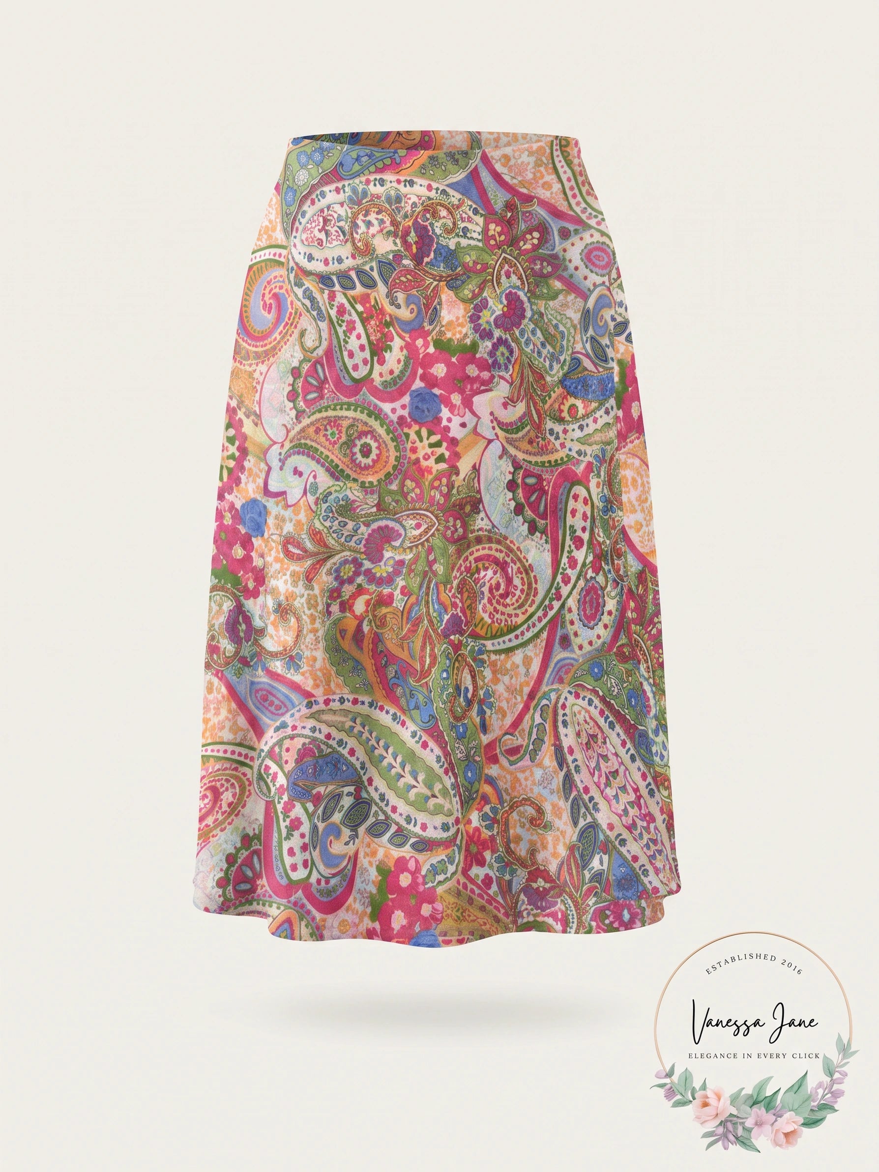 Annex Women’s Multi-Color Paisley Print A-Line Skirt, Petite 4