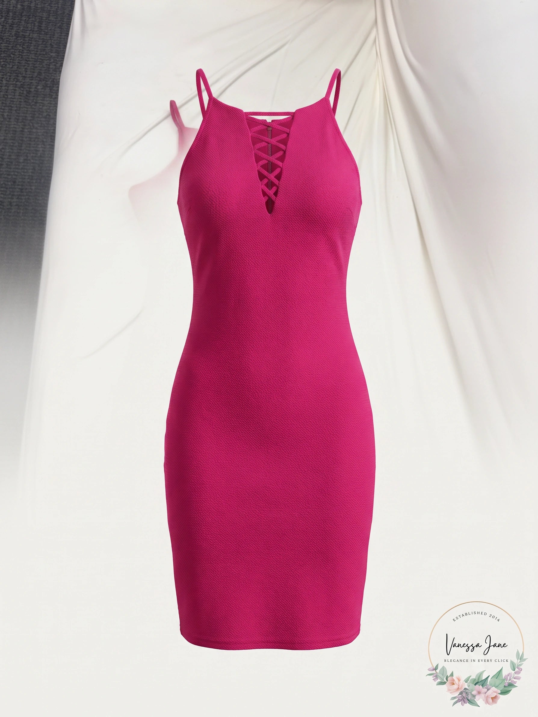 GUESS Women’s Hot Pink Strappy Sleeveless Bodycon Barbiecore Dress, Size 0