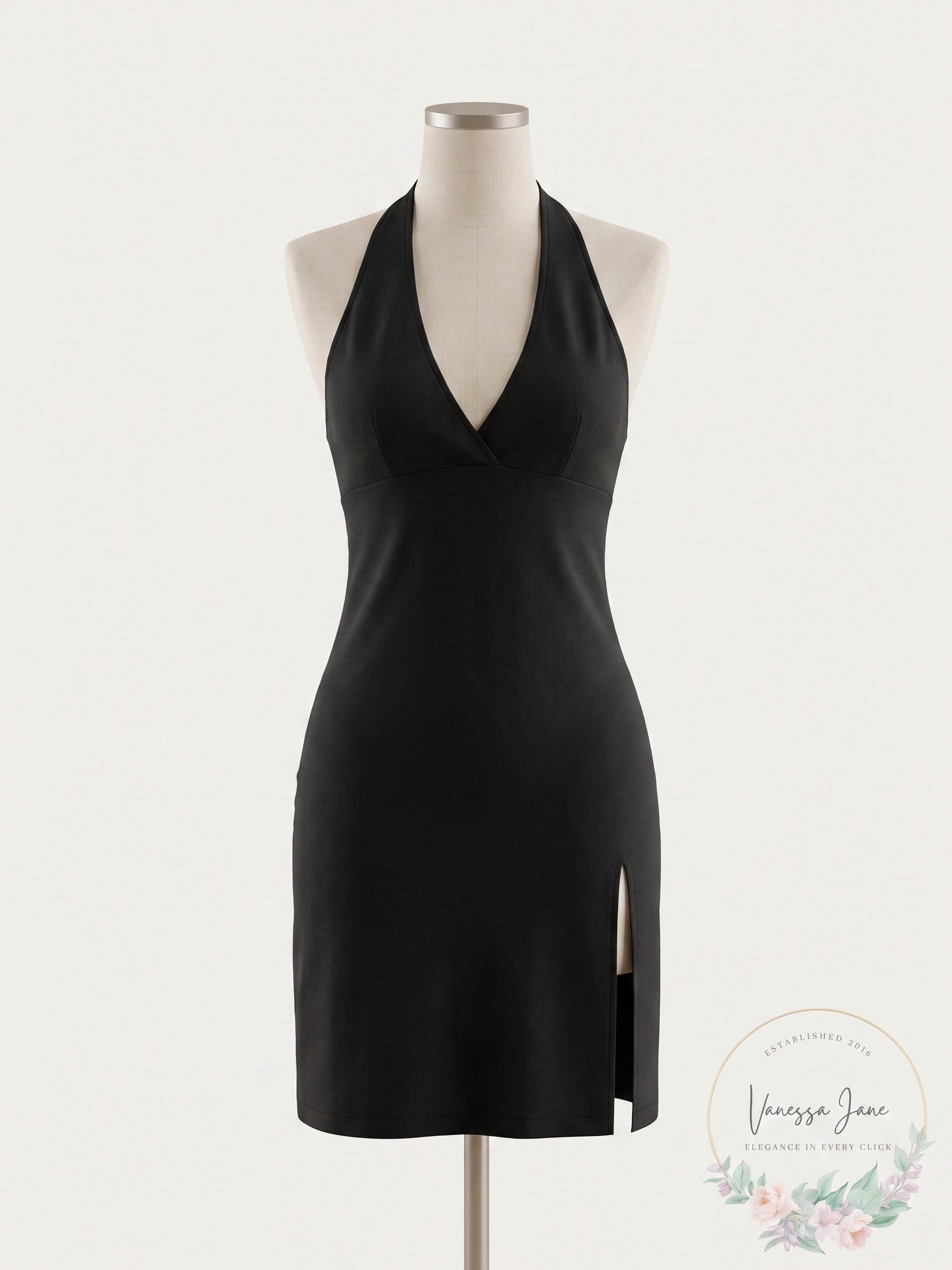 GOGO GIRLS Women’s Black Halter Mini Dress, Size Small