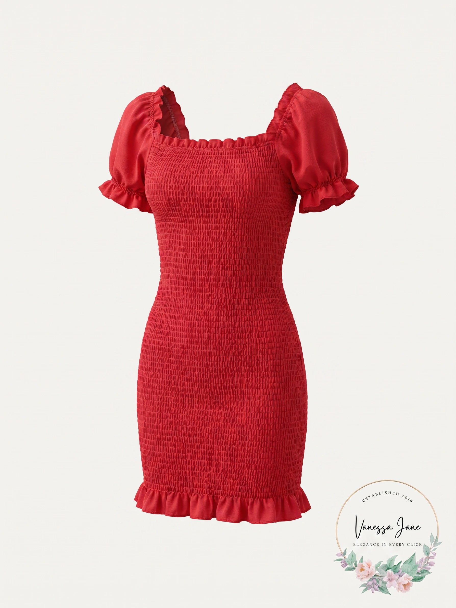 Trixxi Women’s Puff-Sleeve Smocked Bodycon Dress, Size XL