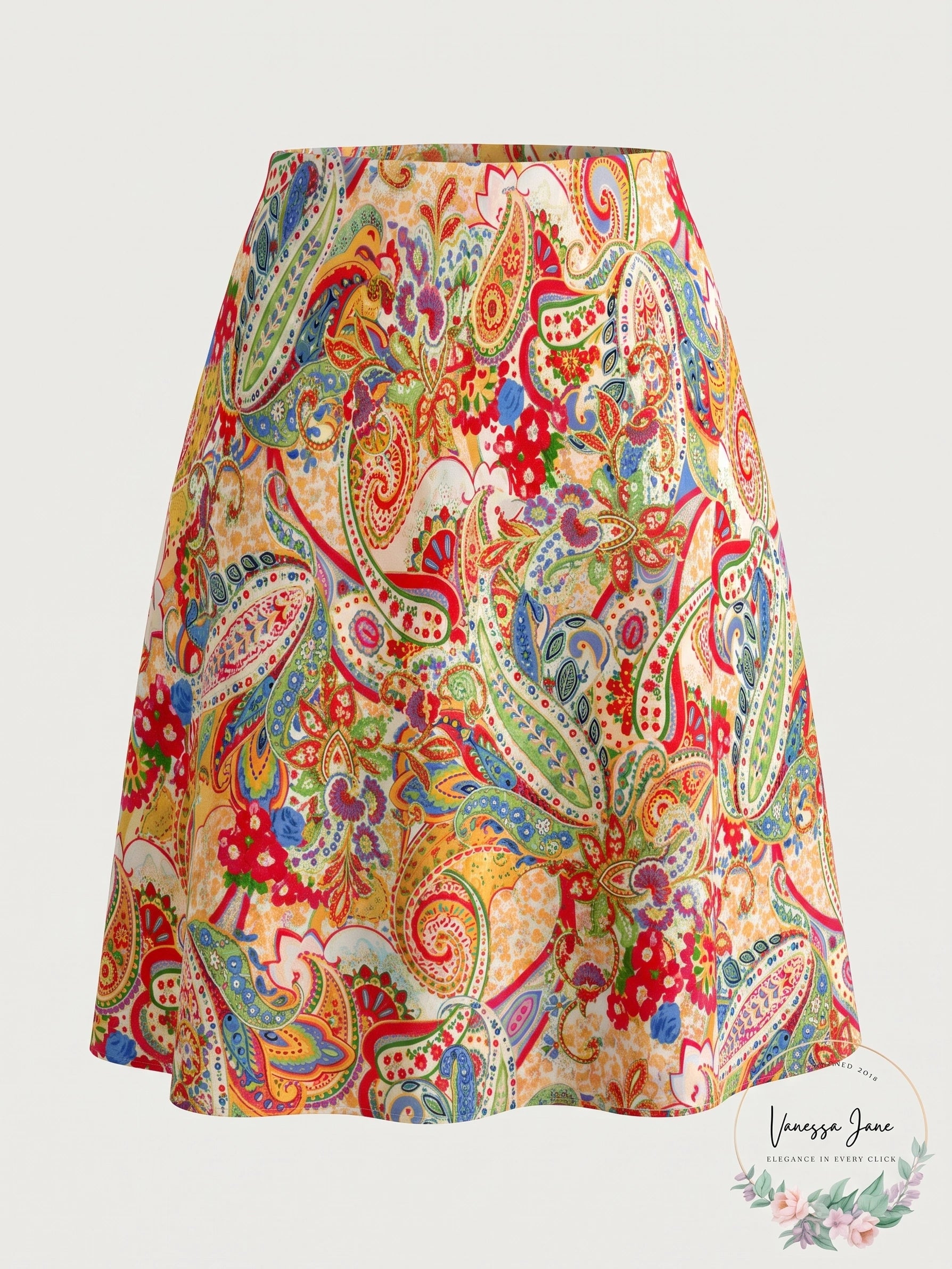 Annex Women’s Multi-Color Paisley Print A-Line Skirt, Petite 4