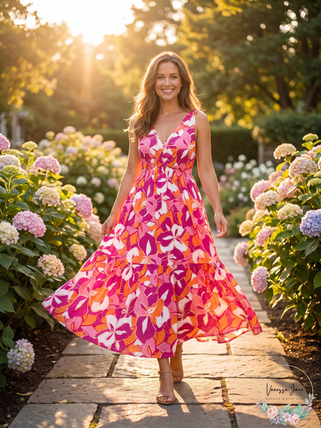 Japna Floral Maxi Dress, Size Large