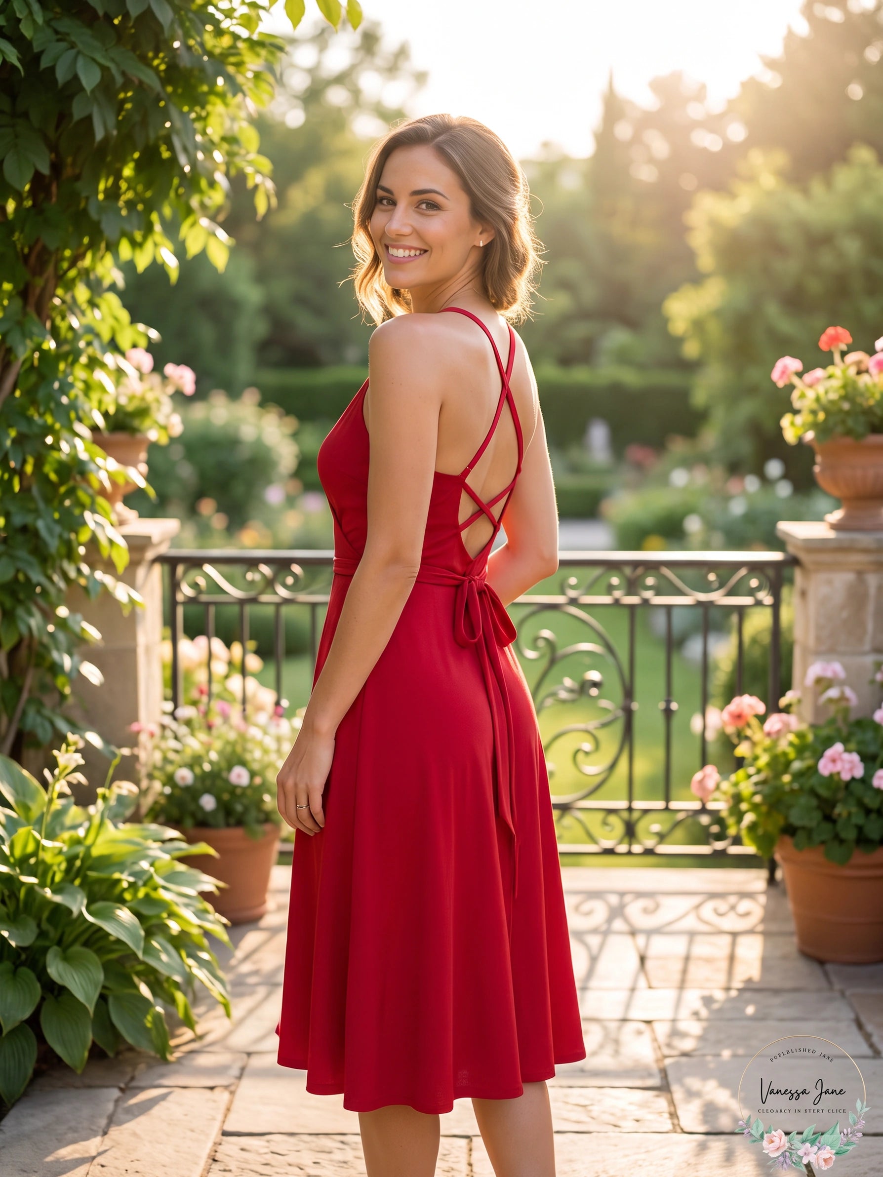 Express Red V-Neck Wrap Dress,Size 7/8