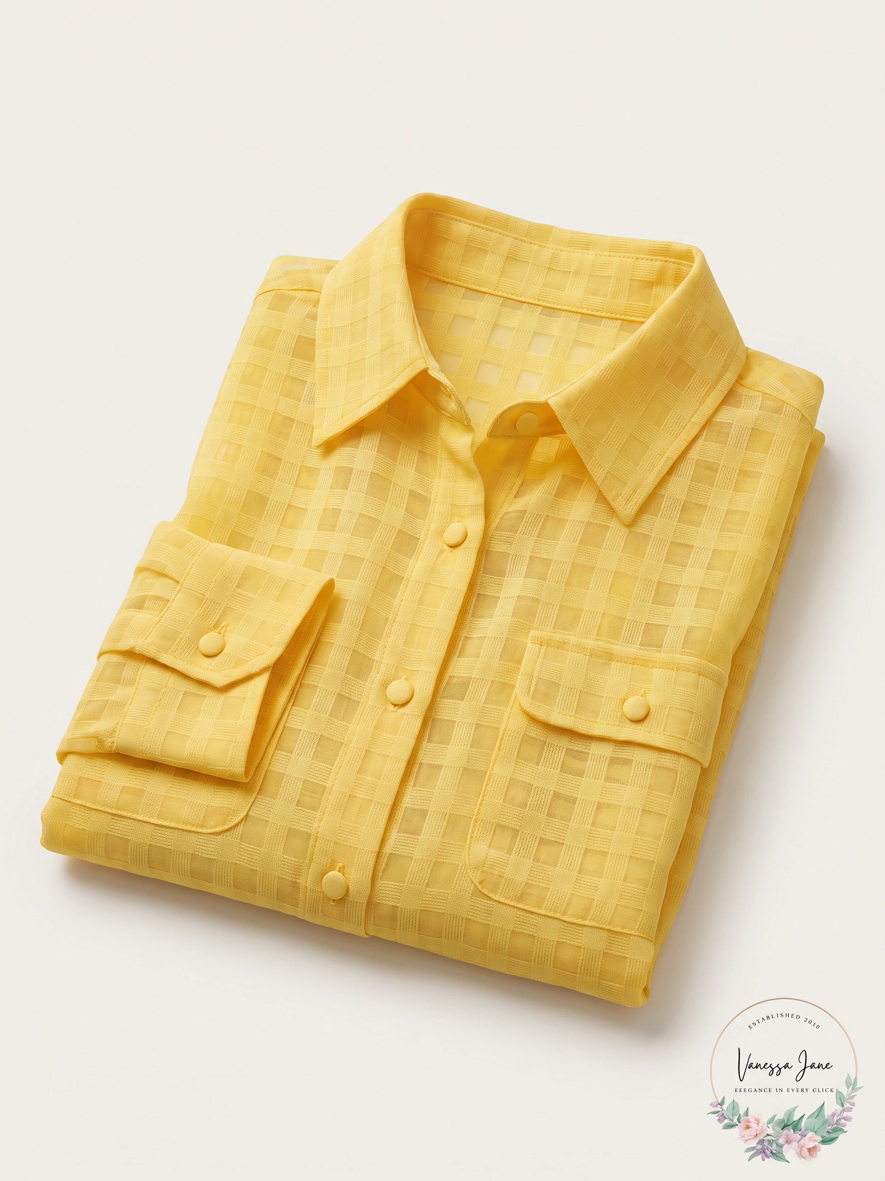 Liz Baker Vintage 90s Yellow Sheer Blouse, Size 20W