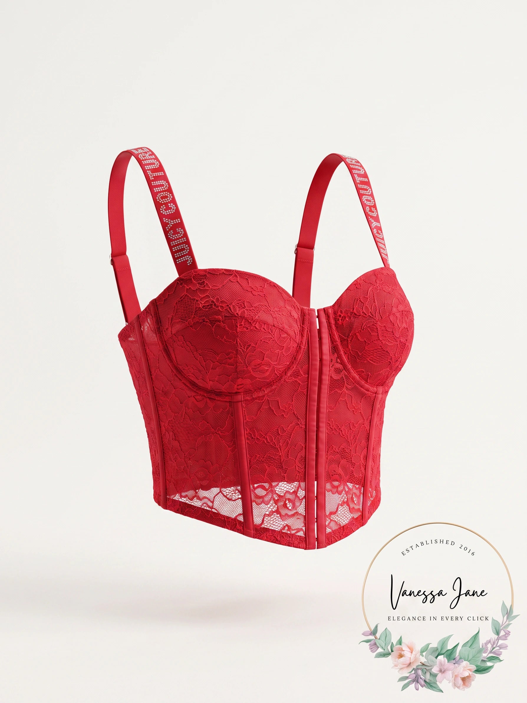 Juicy Couture Red Lace Corset Bustier Top, Size 34C