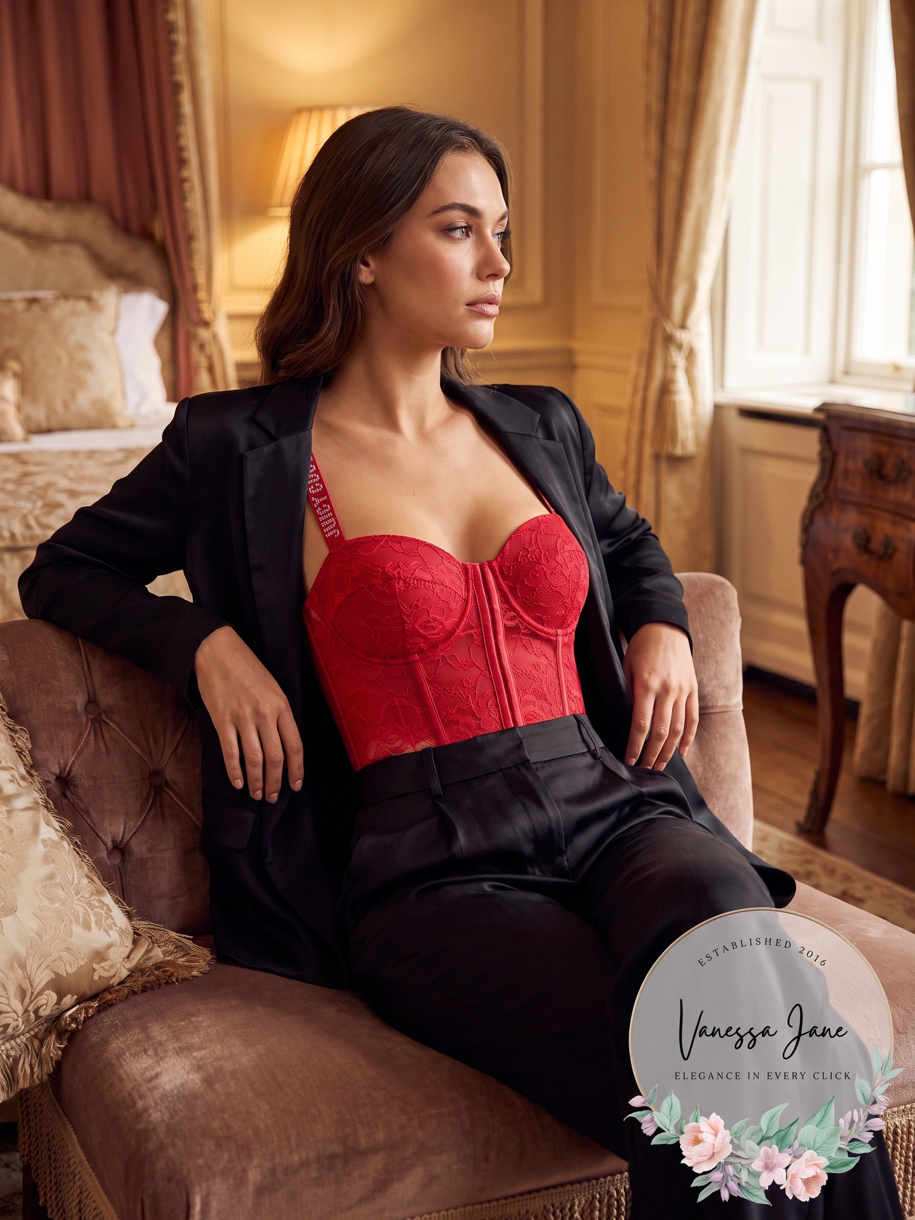 Juicy Couture Red Lace Corset Bustier Top, Size 34C