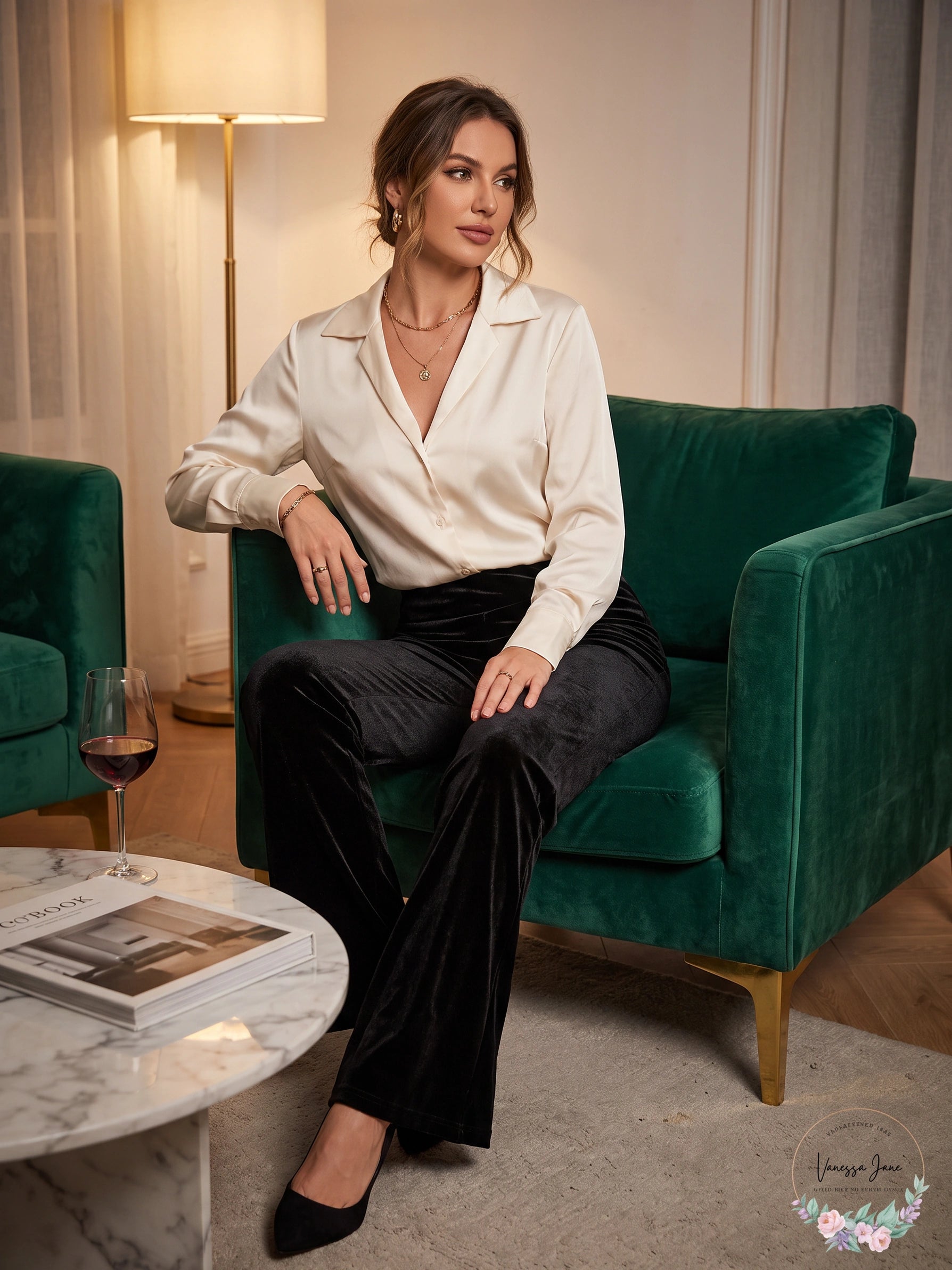 My Michelle Black Velvet Flared Trousers, Size 3/4