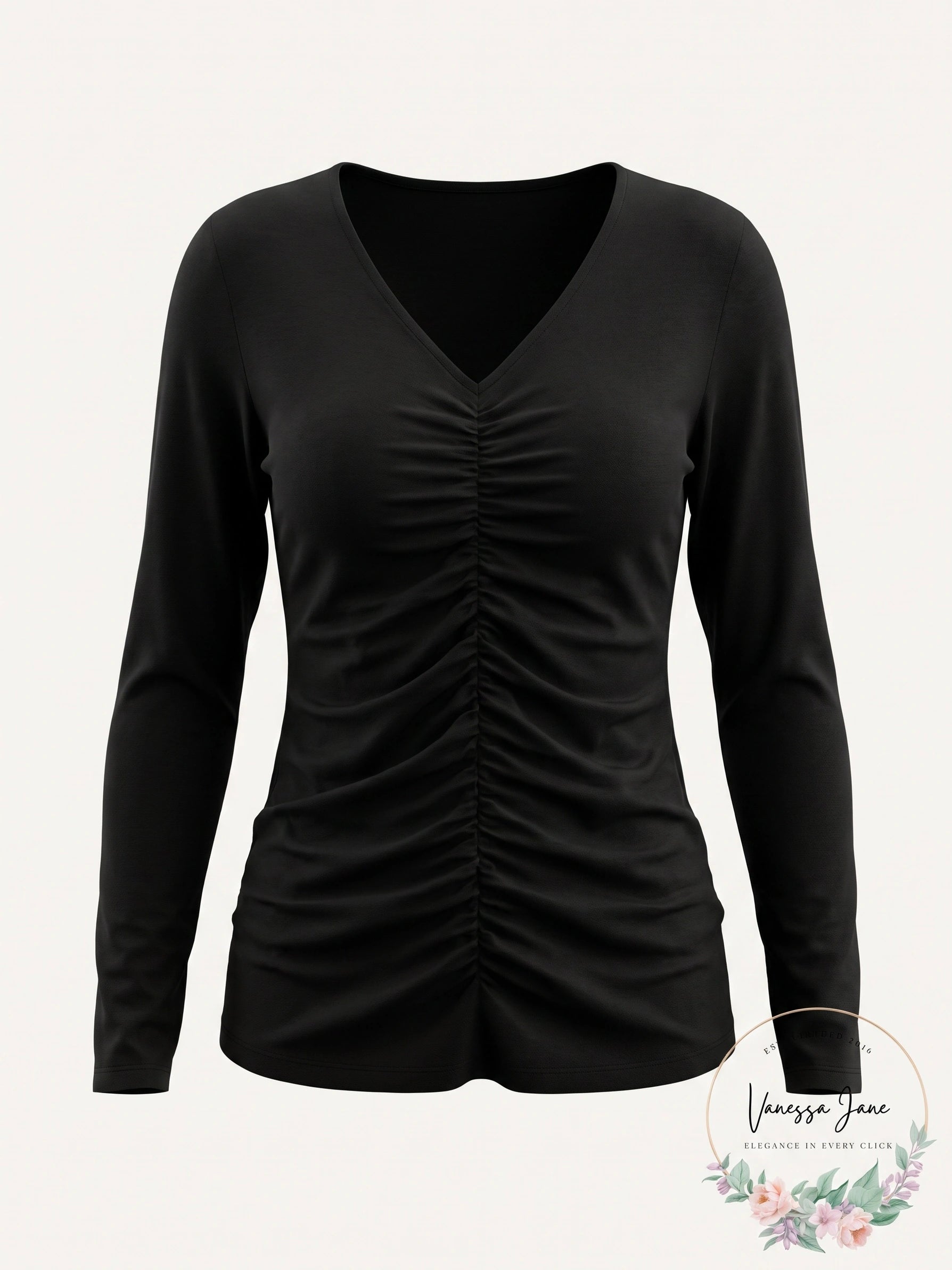 LNA Clothing Women’s Ruched Knit V-Neck Top, Size Large