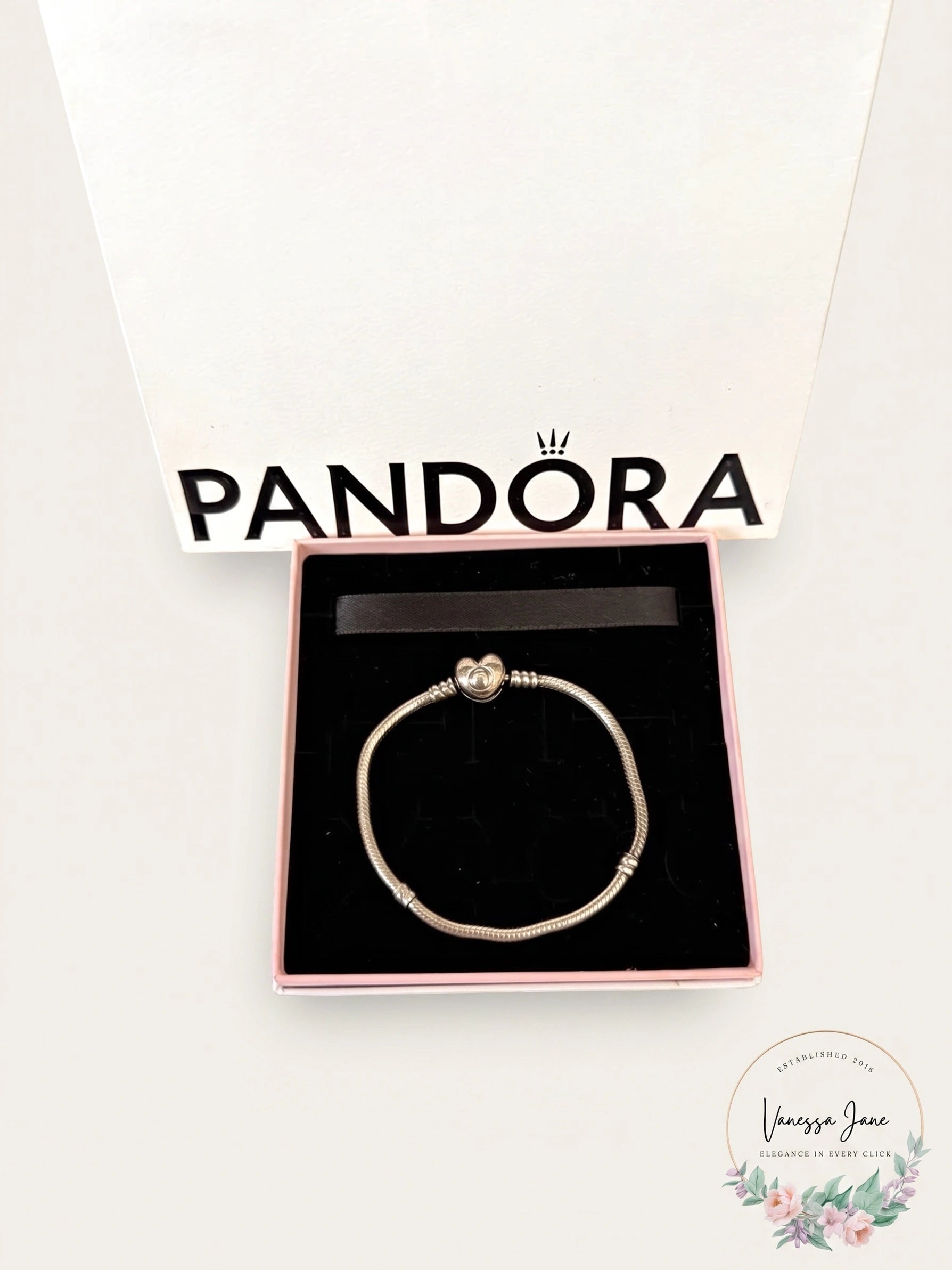 Pandora Moments Heart and Snake Chain Bracelet, Size 17