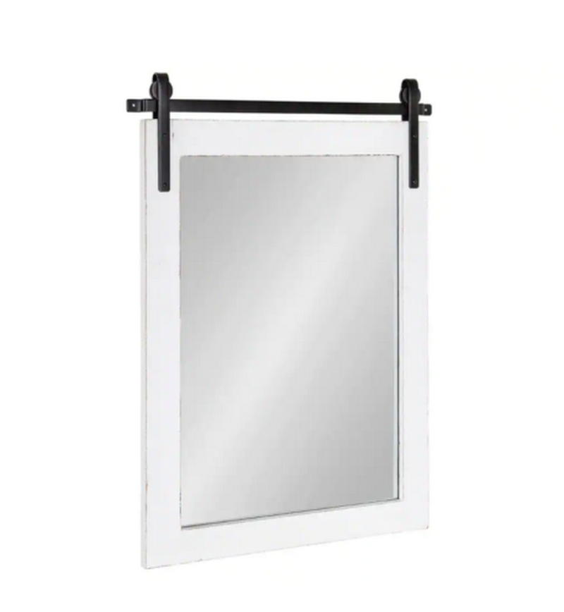 Kate and Laurel Cates Classic Rectangle Framed White Wall Mirror, 24x18