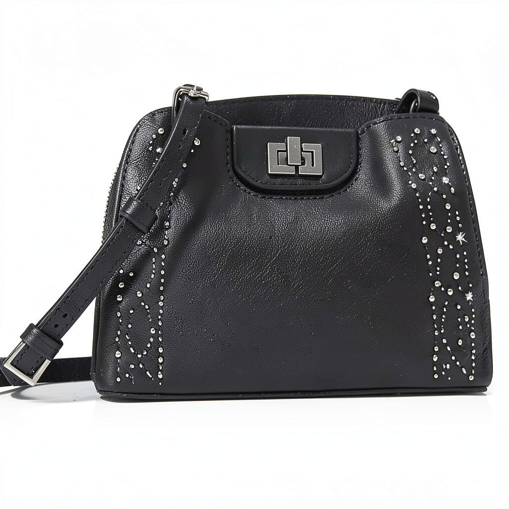Calvin Klein Clementine Mercury Leather and Celestial Stud Embellished Crossbody