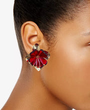 Inc International Concepts Gold-Tone Red Flower Stud Earrings