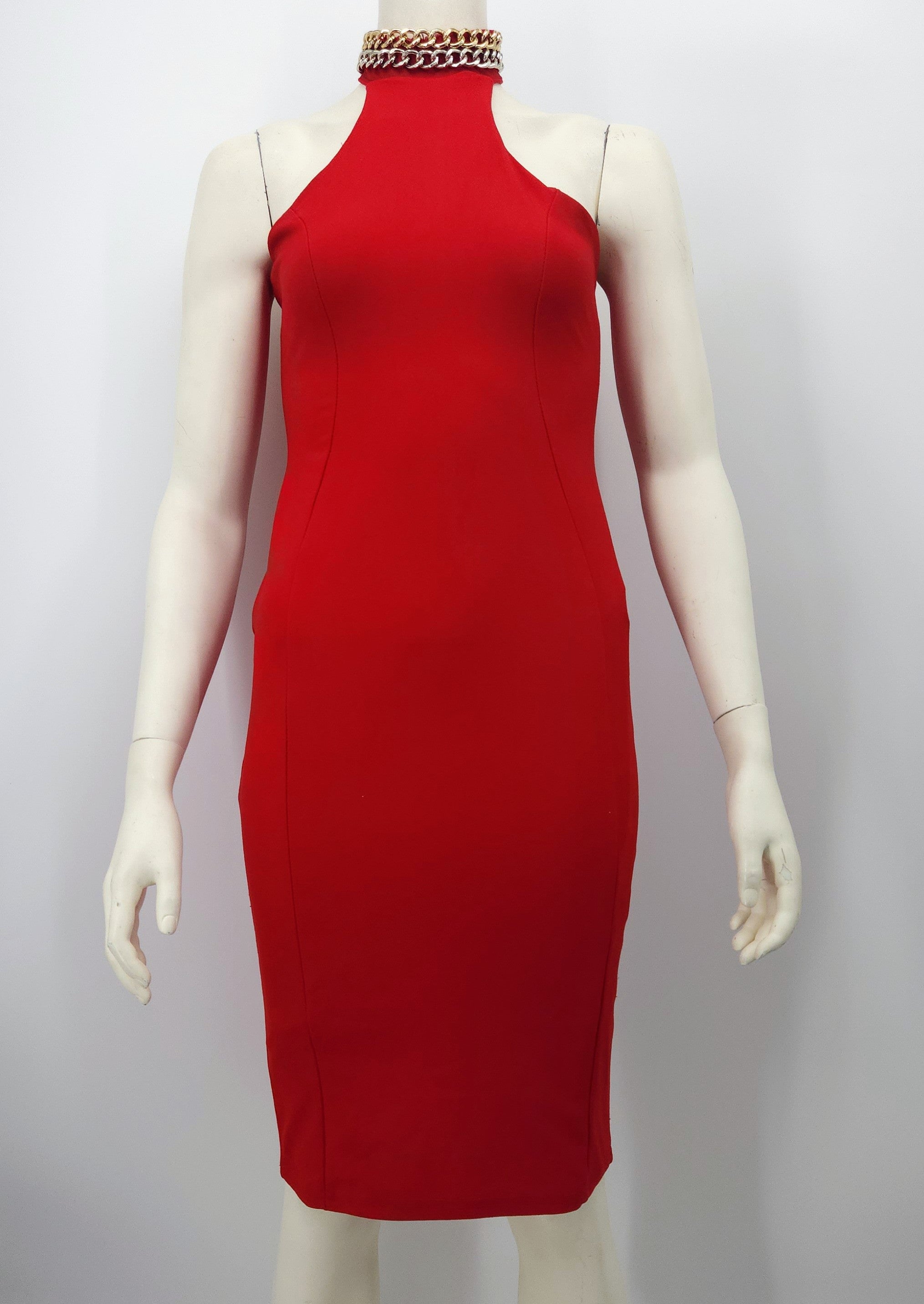 Missguided Maxi Nicole XMissguided Red Collar Neck Dress, Size 8