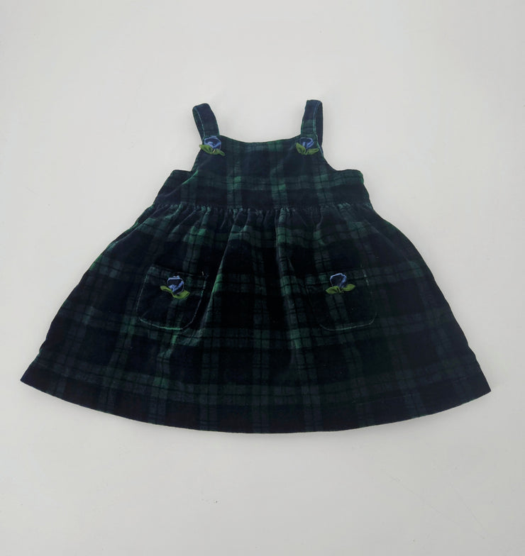 Children’s Place 12 Mo green Velveteen Jumper Dress 1 One Pc girls Snap Crotch