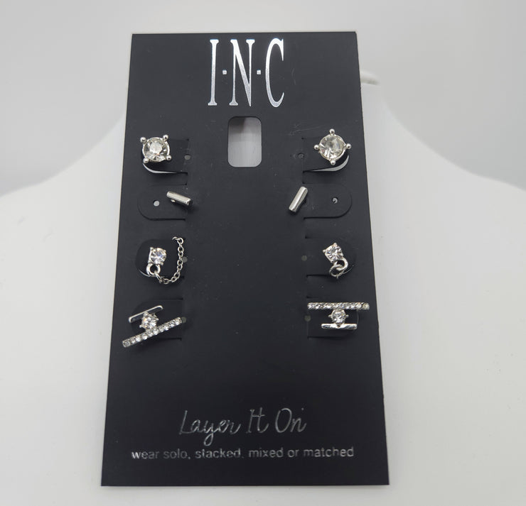 I.n.c. Silver-Tone 4-Pc. Set Crystal Stud Earrings